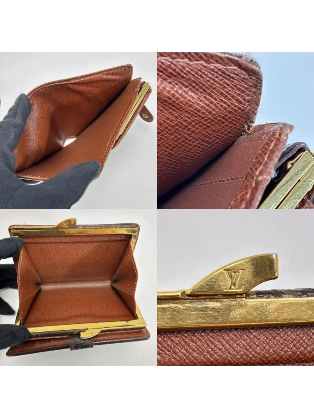 Louis Vuitton Monogram Porte Monnaie Billets Viennois Bifold Wallet Kiss Lock